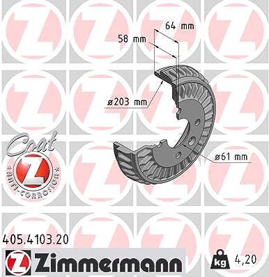 Zimmermann Bremstrommel [Hersteller-Nr. 405.4103.20] für Smart, Dacia