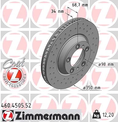 Zimmermann 1x Bremsscheibe Vorderachse Rechts [Hersteller-Nr. 460.4505.52] für Porsche