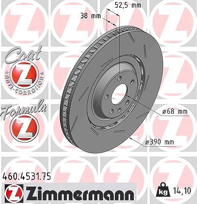 Zimmermann 1x Bremsscheibe Vorderachse Rechts [Hersteller-Nr. 460.4531.75] für Porsche