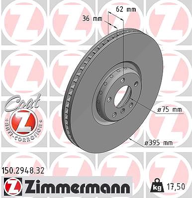 Zimmermann 1x Bremsscheibe belüftet vorne rechts [Hersteller-Nr. 150.2948.32] für BMW