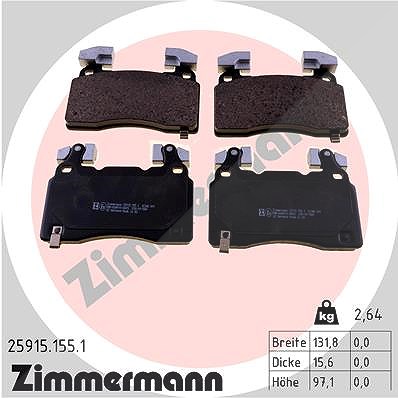 Zimmermann Bremsbelagsatz, Scheibenbremse [Hersteller-Nr. 25915.155.1] für Cadillac, Chevrolet, Tesla, Vauxhall, Opel