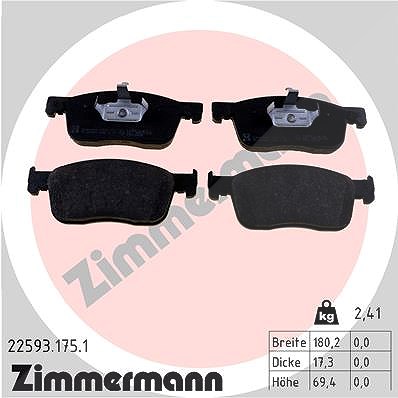 Zimmermann Bremsbelagsatz, Scheibenbremse [Hersteller-Nr. 22593.175.1] für Toyota, Fiat, Opel, Citroën, Peugeot