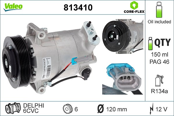Valeo Kompressor, Klimaanlage [Hersteller-Nr. 813410] für Chevrolet, Opel, Vauxhall