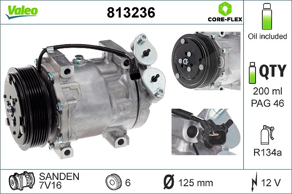 Valeo Kompressor, Klimaanlage [Hersteller-Nr. 813236] für Volvo, Ford, Mazda