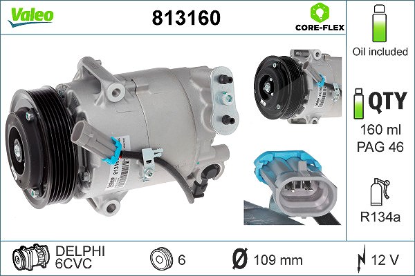Valeo Kompressor, Klimaanlage [Hersteller-Nr. 813160] für Opel, Vauxhall