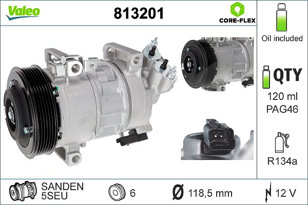 Valeo Kompressor, Klimaanlage [Hersteller-Nr. 813201] für Citroën, Peugeot, Ds