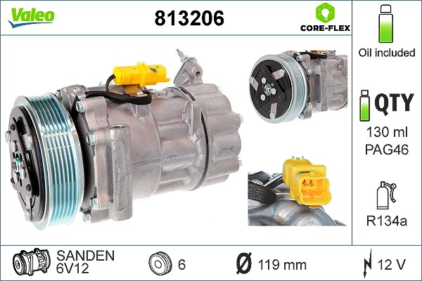 Valeo Kompressor, Klimaanlage [Hersteller-Nr. 813206] für Citroën, Peugeot, Suzuki, Mini