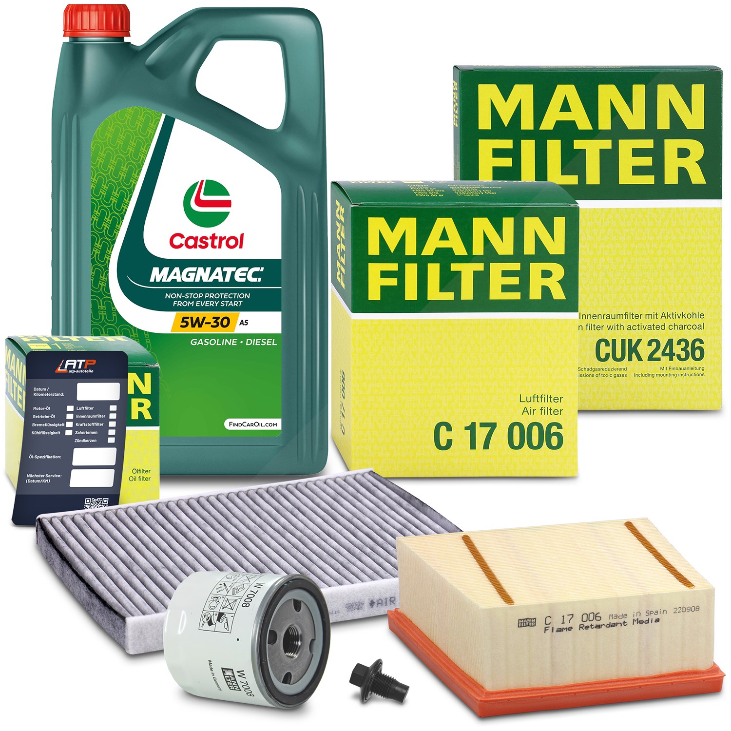 Mann-filter Inspektionspaket A + 5L CASTROL MAGNATEC 5W-30 A5 [Hersteller-Nr. 10492369] für Ford
