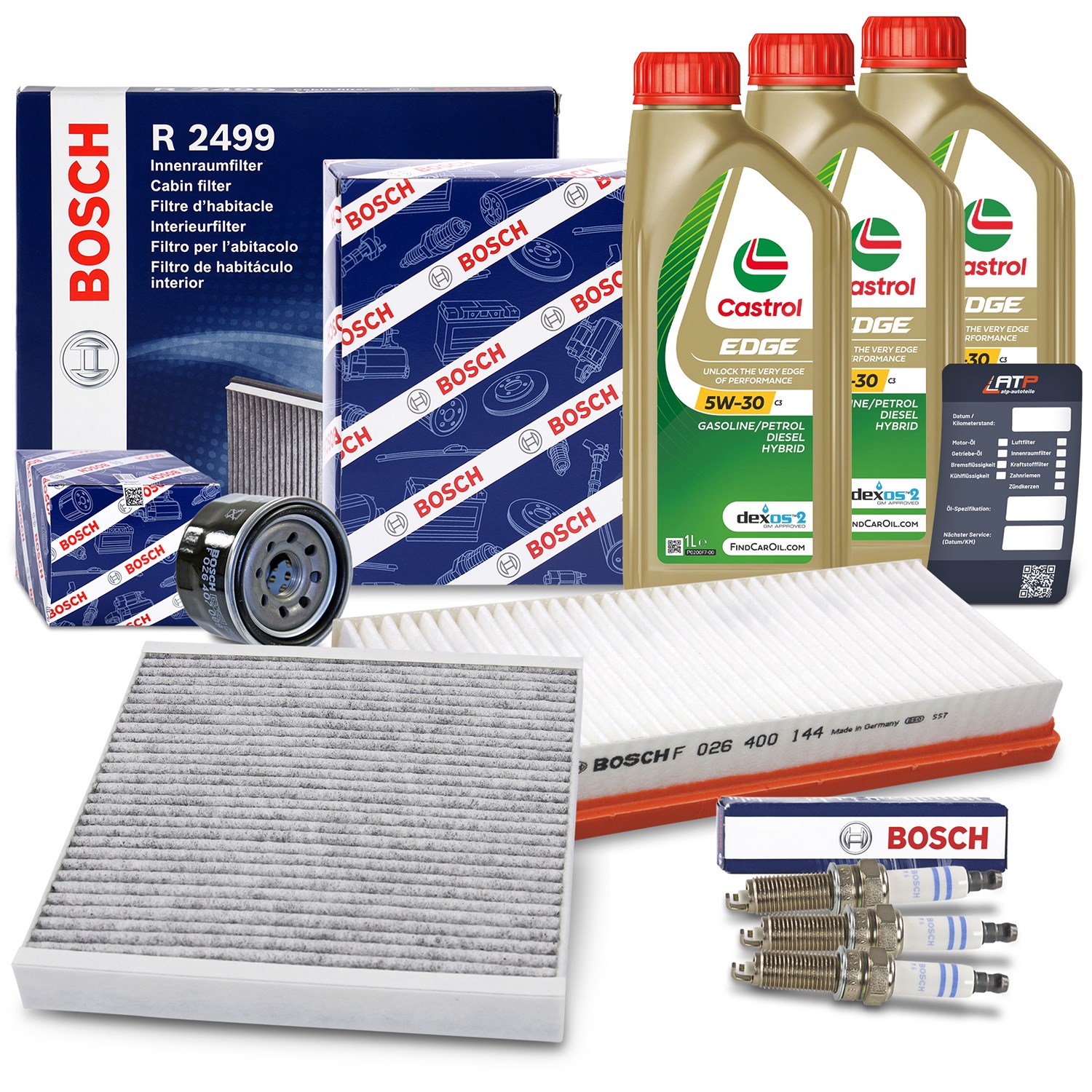 Bosch Inspektionspaket Set C + 3l 5W-30 Motoröl [Hersteller-Nr. 40512992] für Smart