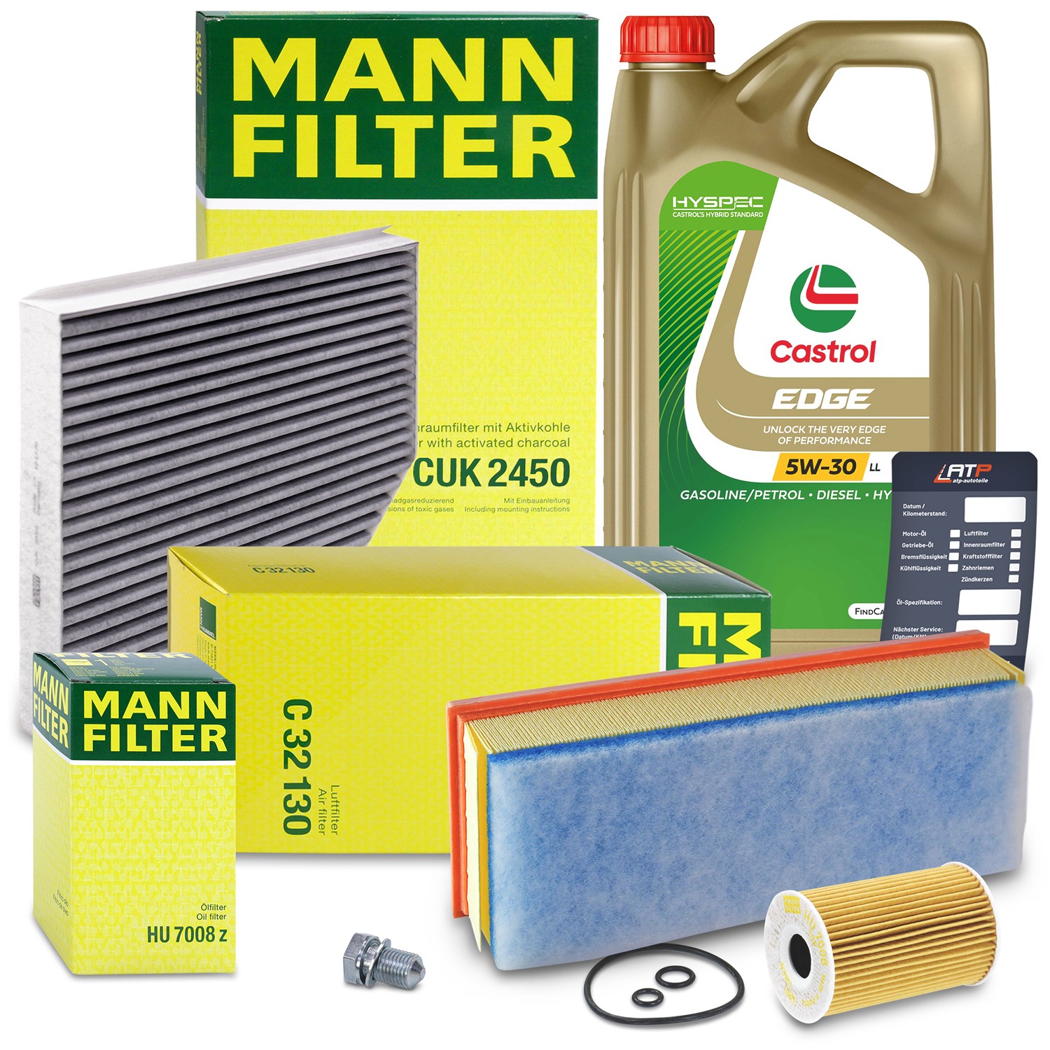 Mann-filter Inspektionspaket A + 5L CASTROL EDGE FST 5W-30 LL [Hersteller-Nr. 10492566] für Audi