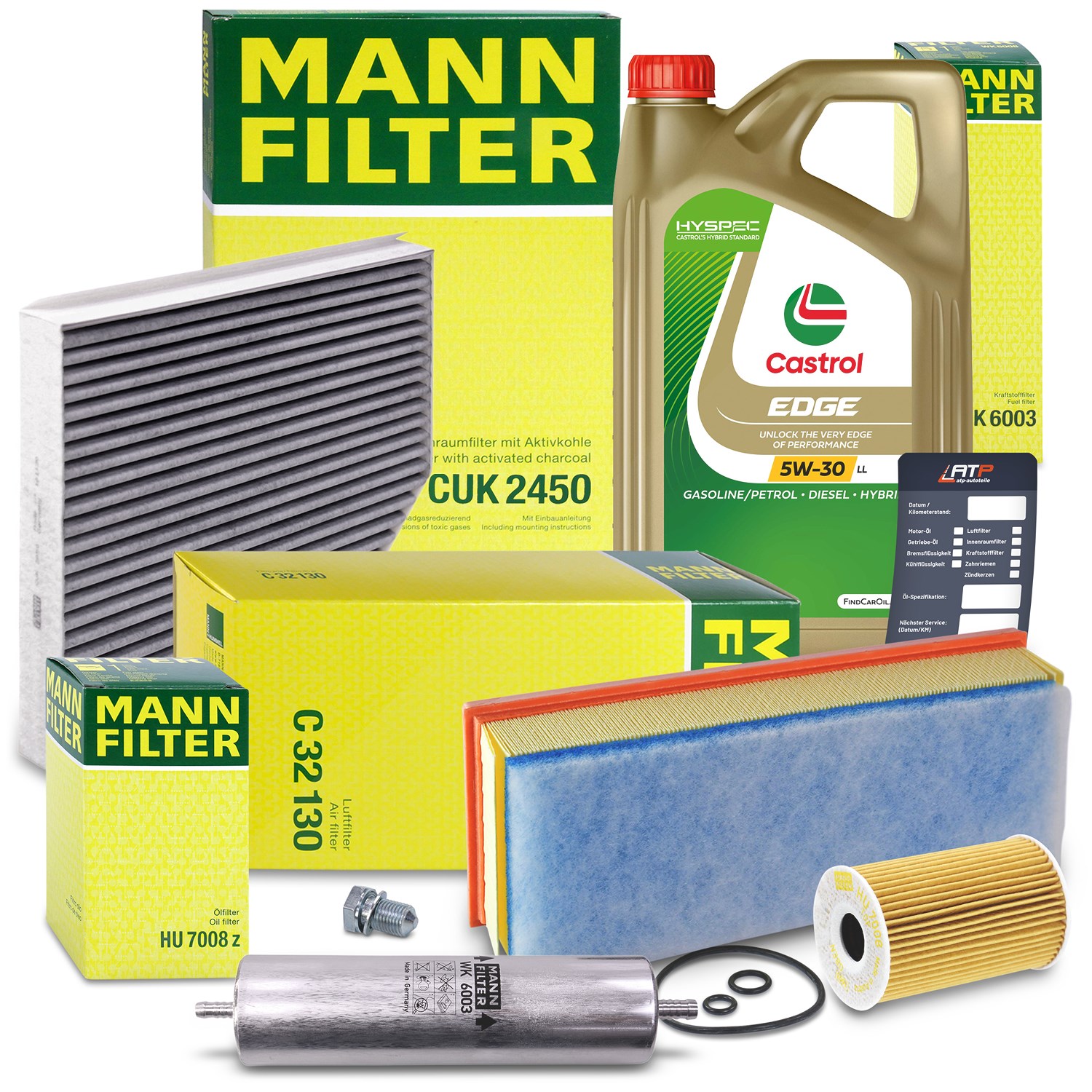 Mann-filter Inspektionspaket B + 5 L CASTROL EDGE FST 5W-30 LL [Hersteller-Nr. 10492568] für Audi