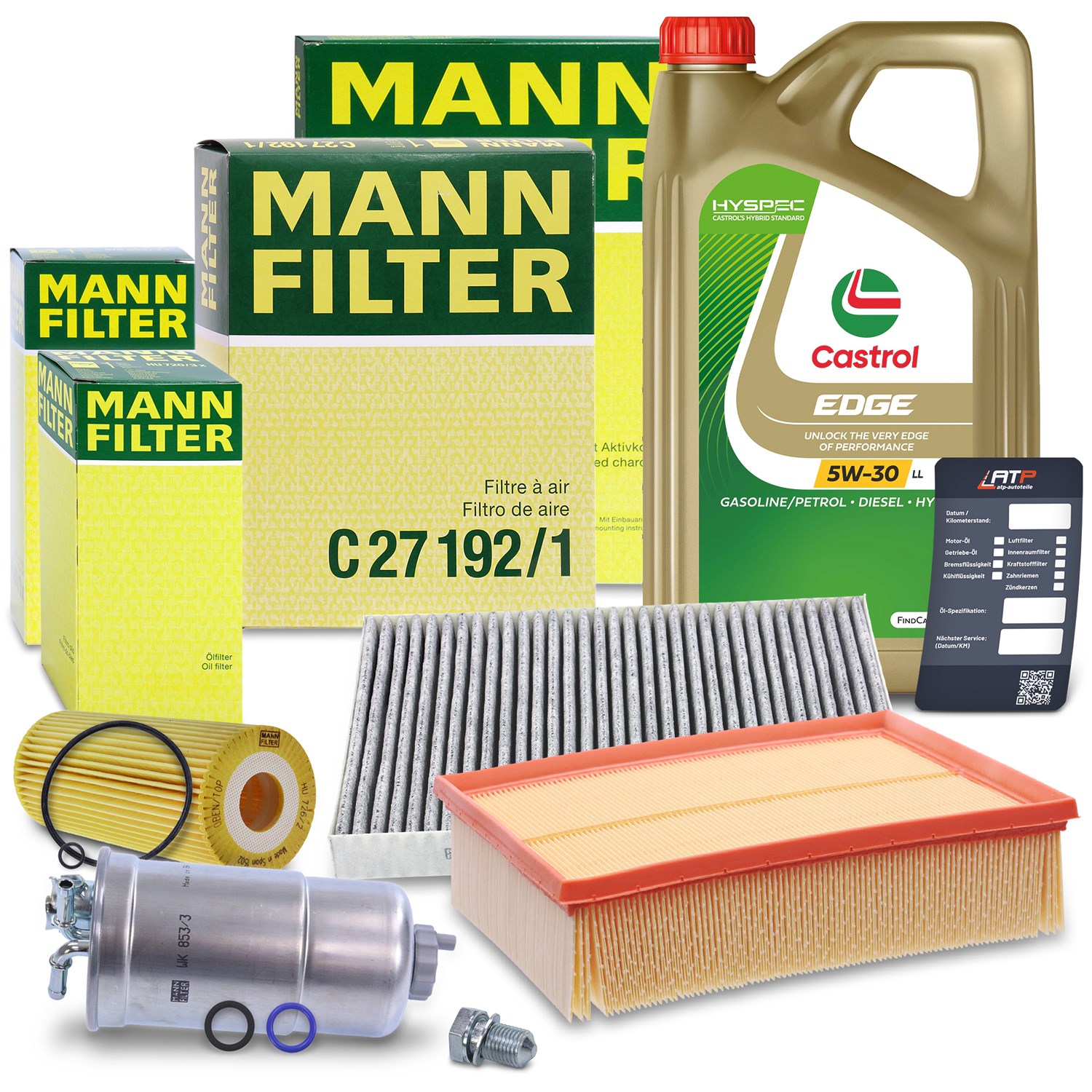 Mann-filter Inspektionspaket B + 5 L CASTROL EDGE FST 5W-30 LL [Hersteller-Nr. 10492121] für Audi