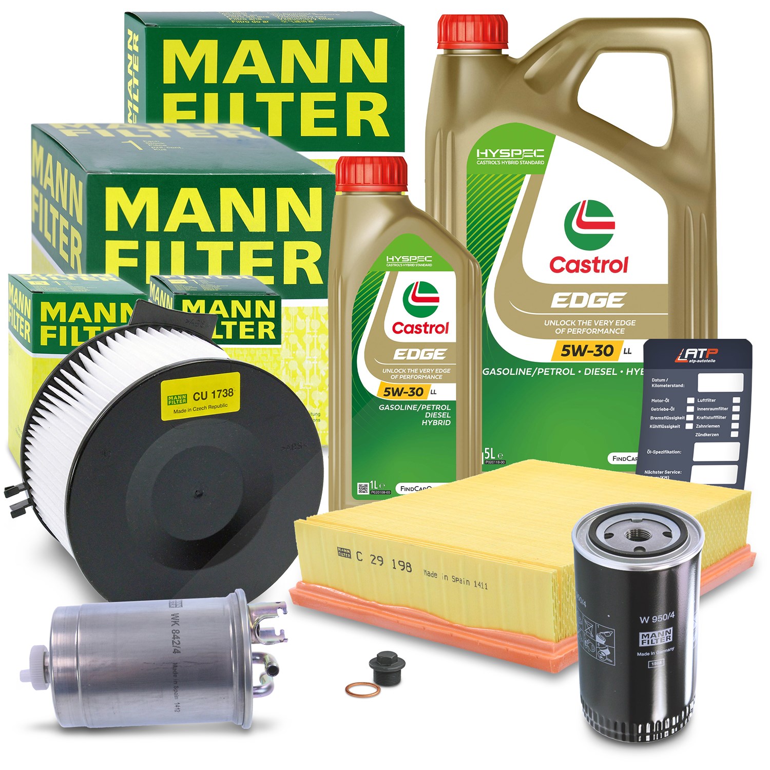 Mann-filter Inspektionspaket B+6L CASTROL EDGE FST 5W-30 LL [Hersteller-Nr. 10492129] für VW