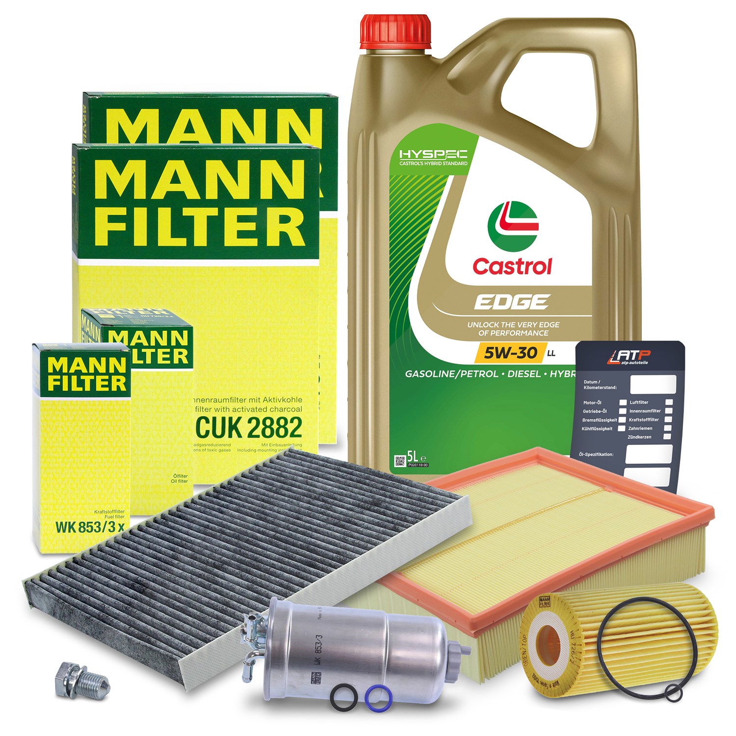 Mann-filter Inspektionspaket B+5L CASTROL EDGE FST 5W-30 LL [Hersteller-Nr. 10492863] für Skoda, VW