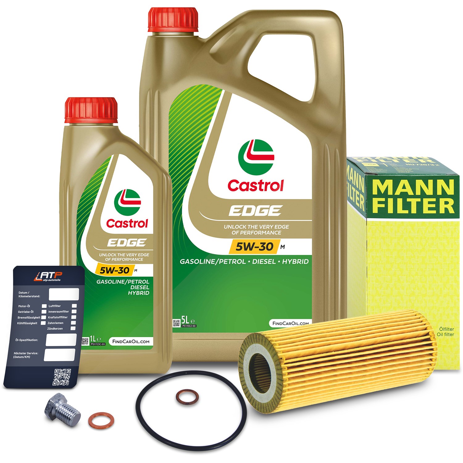 Mann-filter Ölfilter+Schraube+6 L Castrol 5W-30 M [Hersteller-Nr. 10491979] für BMW