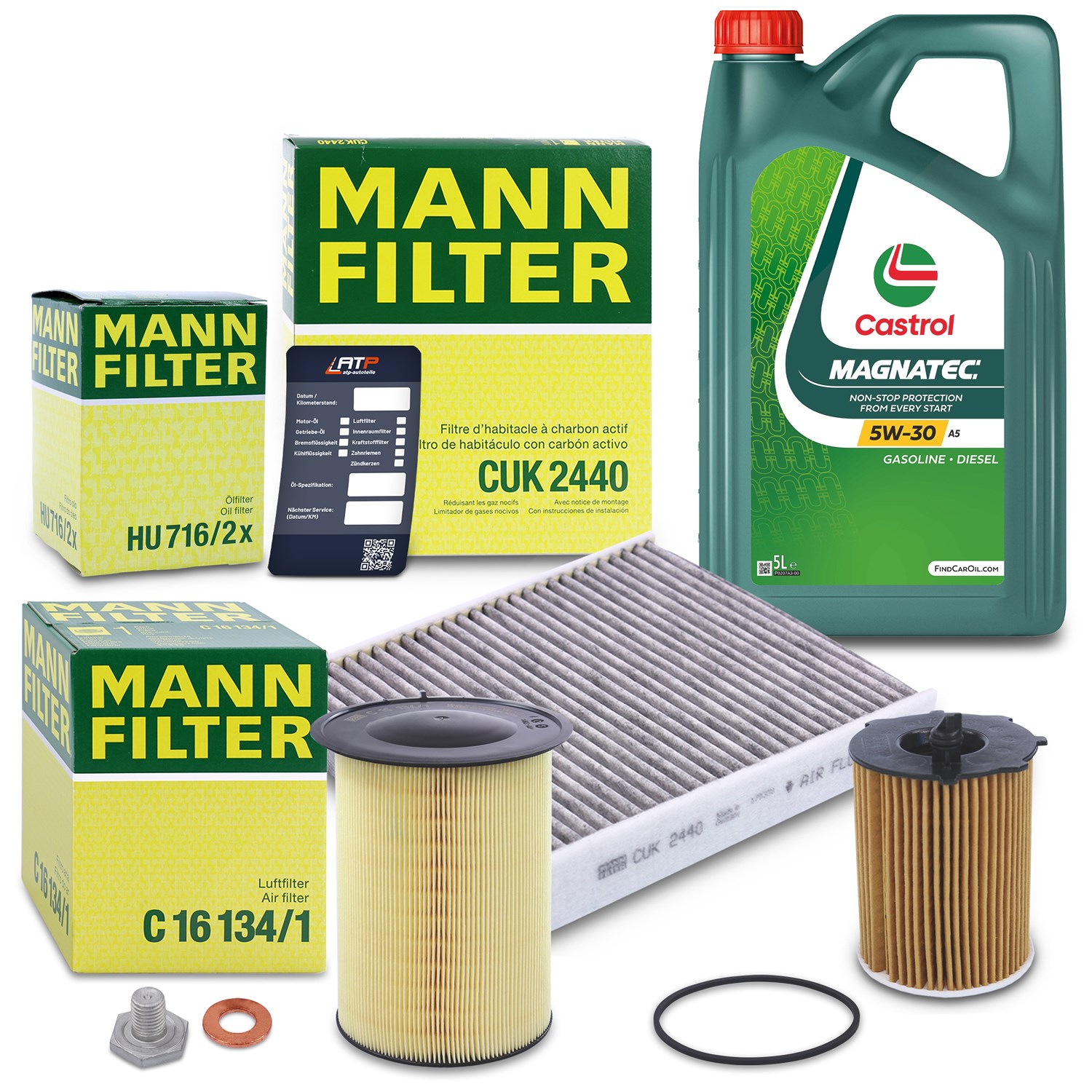 Mann-filter Inspektionspaket A + 5 L CASTROL MAGNATEC 5W-30 A5 [Hersteller-Nr. 10493192] für Ford, Volvo