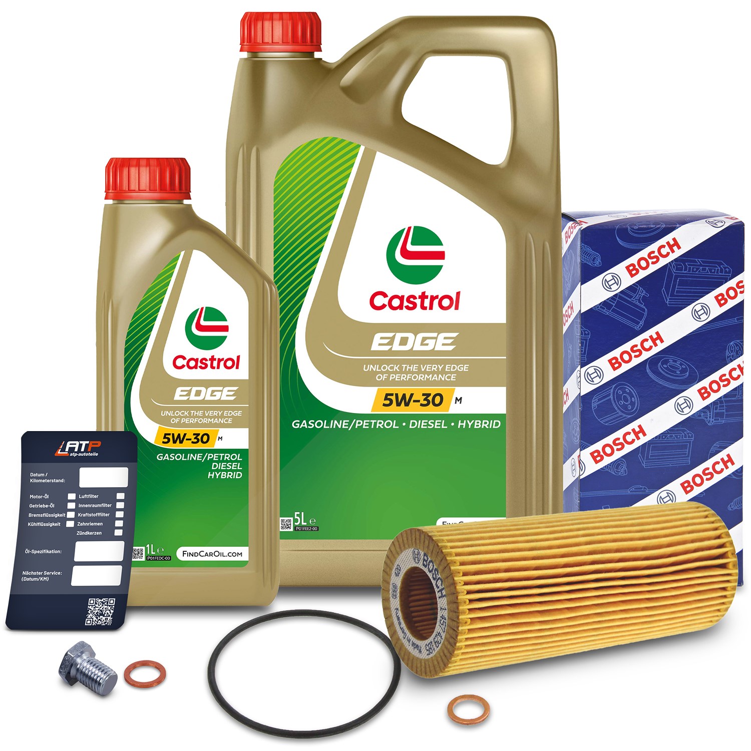Bosch Ölfilter+Schraube+6 L Castrol 5W-30 M [Hersteller-Nr. 10492054] für BMW
