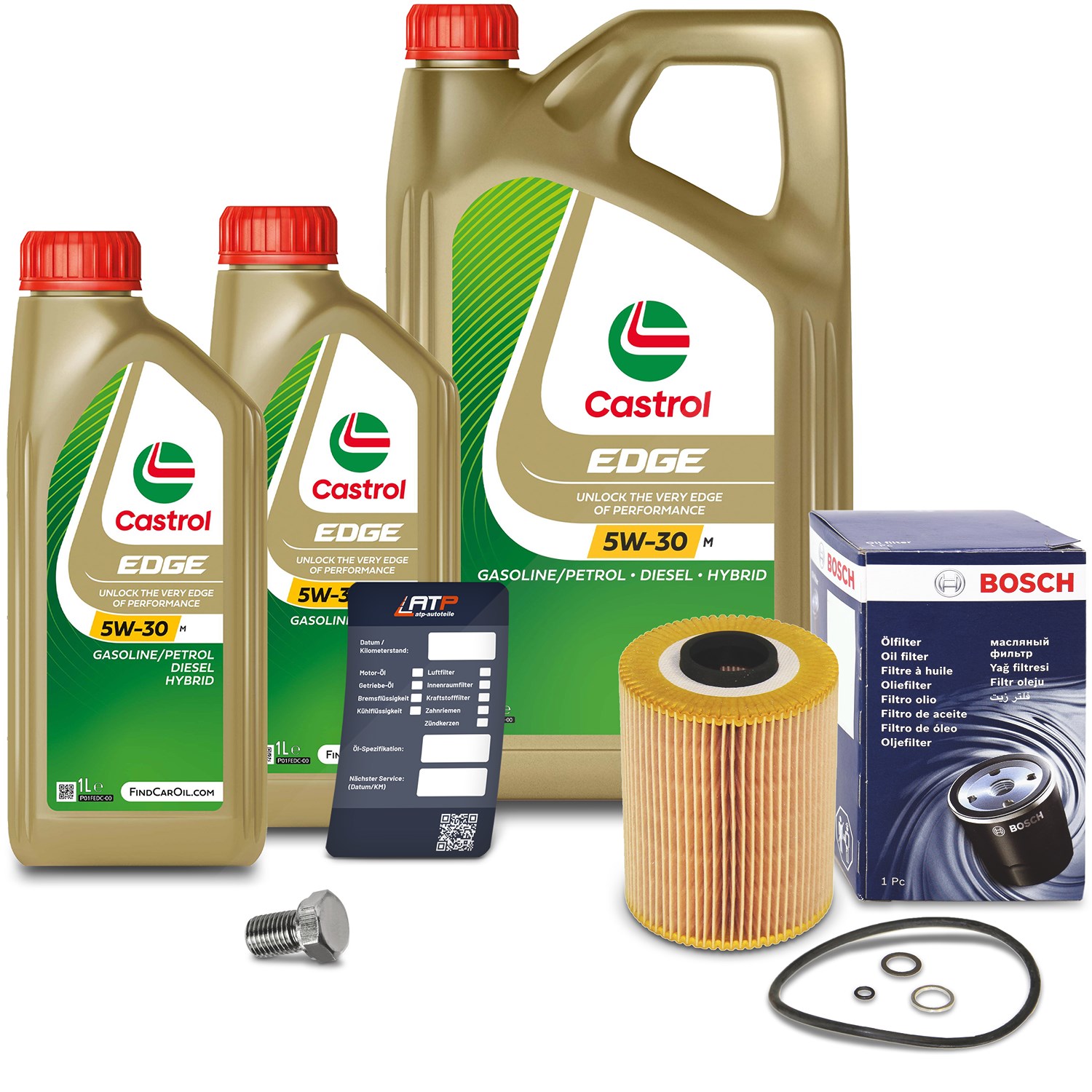 Bosch Ölfilter+Schraube+7 L Castrol 5W-30 M [Hersteller-Nr. 10492064] für BMW