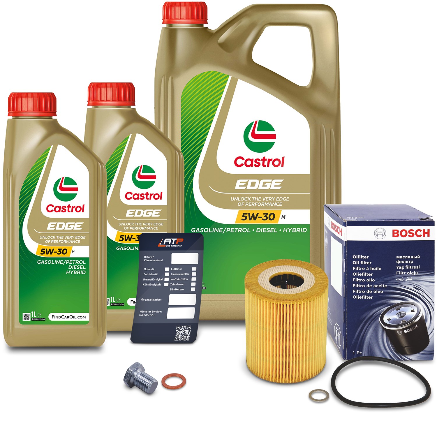 Bosch Ölfilter+Schraube+7 L Castrol 5W-30 M [Hersteller-Nr. 10492065] für BMW