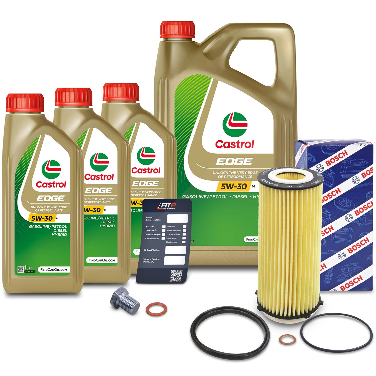 Bosch Ölfilter+Schraube+8 L Castrol 5W-30 M [Hersteller-Nr. 10492068] für BMW