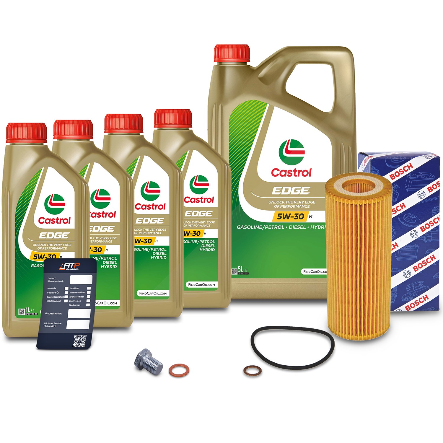 Bosch Ölfilter+Schraube+9 L Castrol 5W-30 M [Hersteller-Nr. 10492072] für BMW