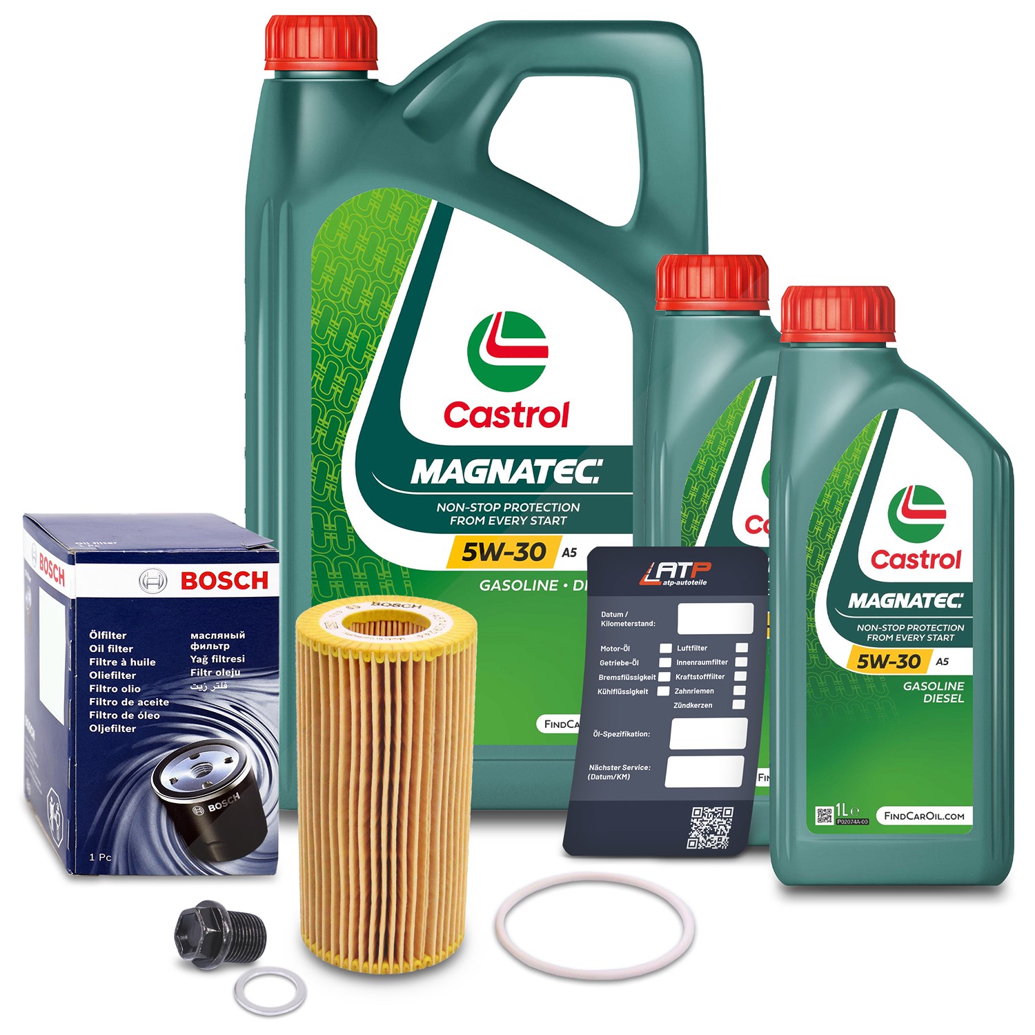 Bosch Ölfilter+Schraube+7 L Castrol Magnatec 5W-30 A5 [Hersteller-Nr. 10491831] für Volvo, Ford