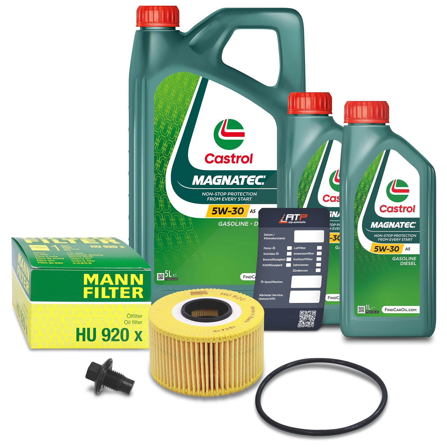 Mann-filter Ölfilter+Schraube+7 L Castrol Magnatec 5W-30 A5 [Hersteller-Nr. 10491849] für Ford, Jaguar