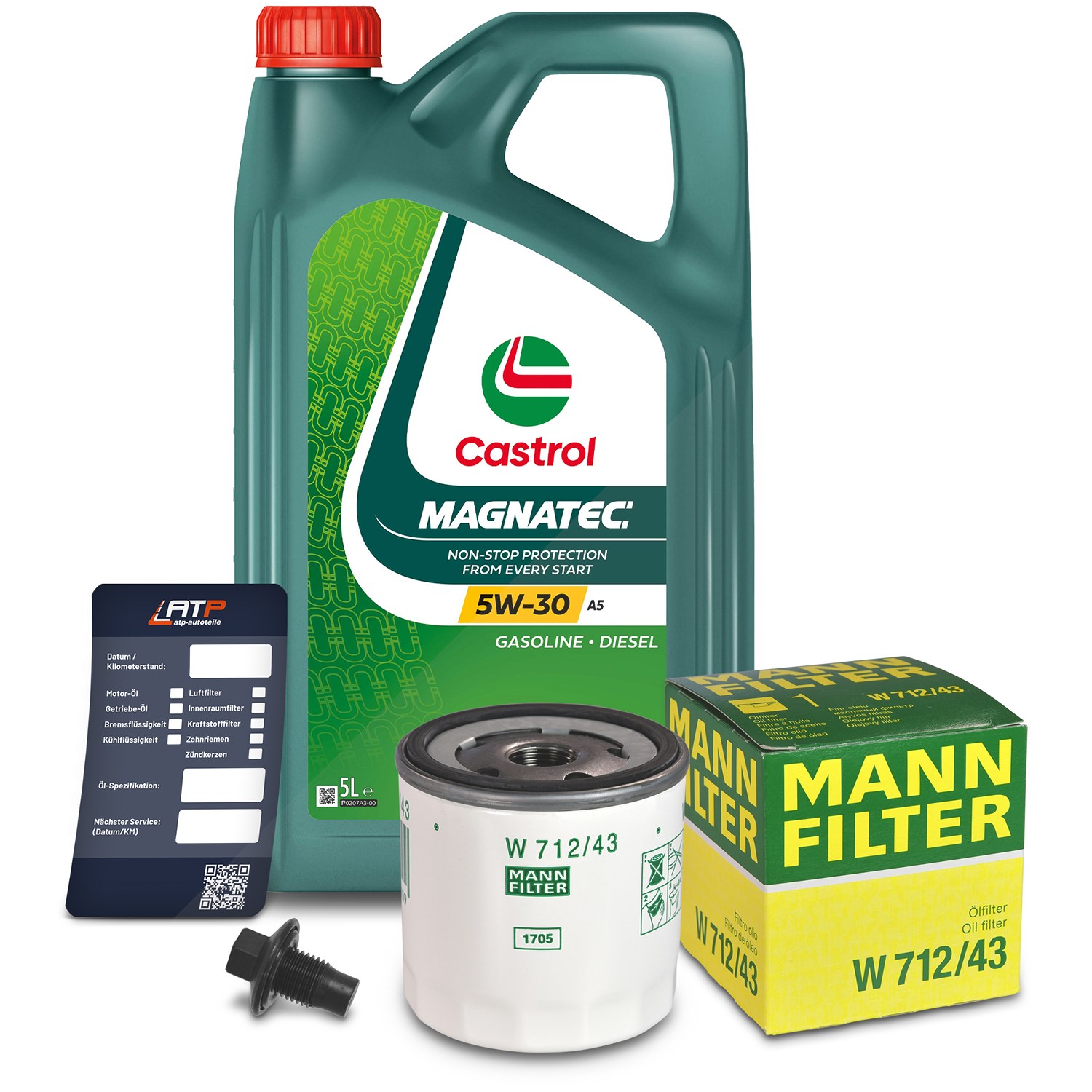 Mann-filter Ölfilter+Schraube+5 L Castrol Magnatec 5W-30 A5 [Hersteller-Nr. 10491852] für Ford
