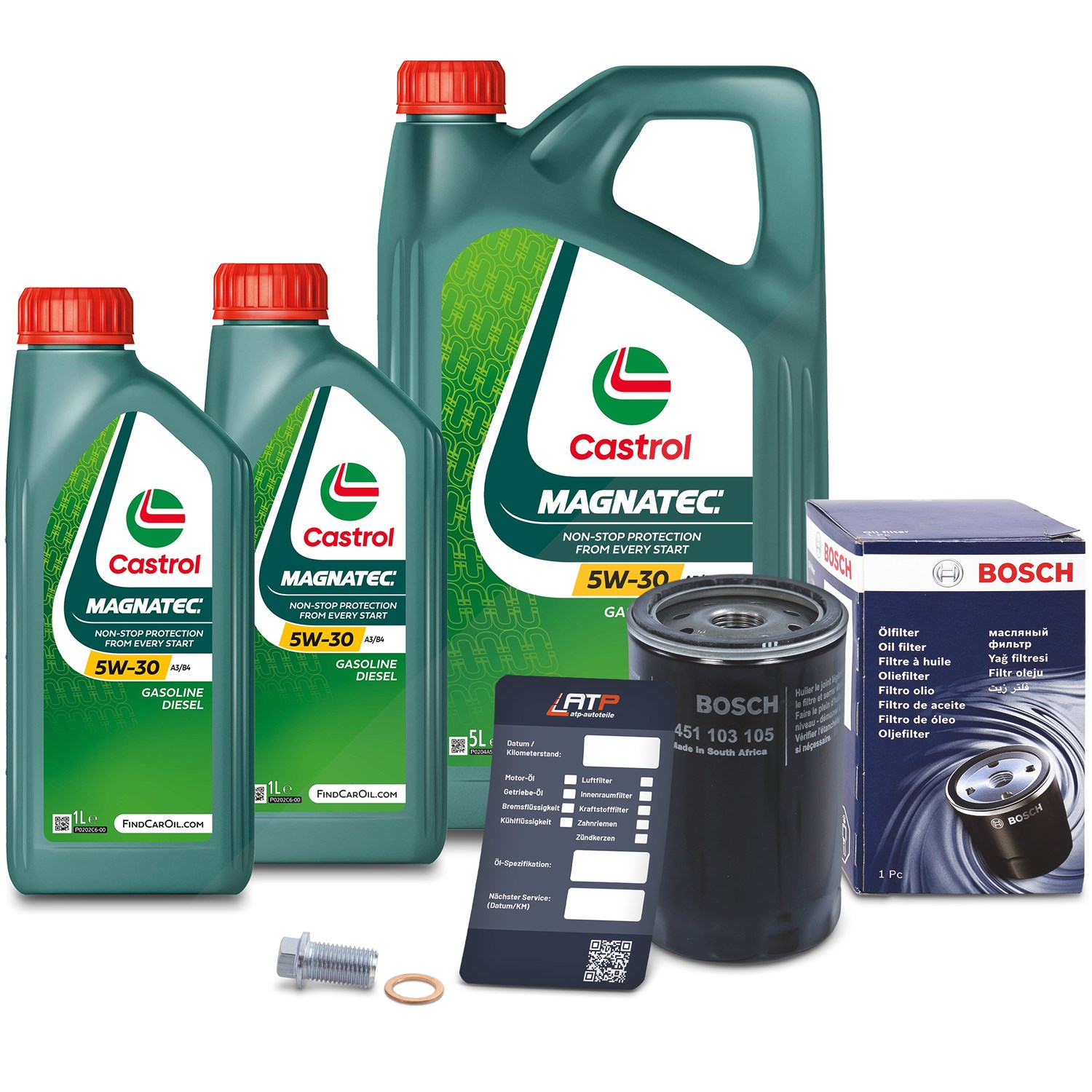Bosch Ölfilter+Schraube+7 L Castrol Magnatec 5W-30 A3/B4 [Hersteller-Nr. 10491791] für Mercedes-Benz