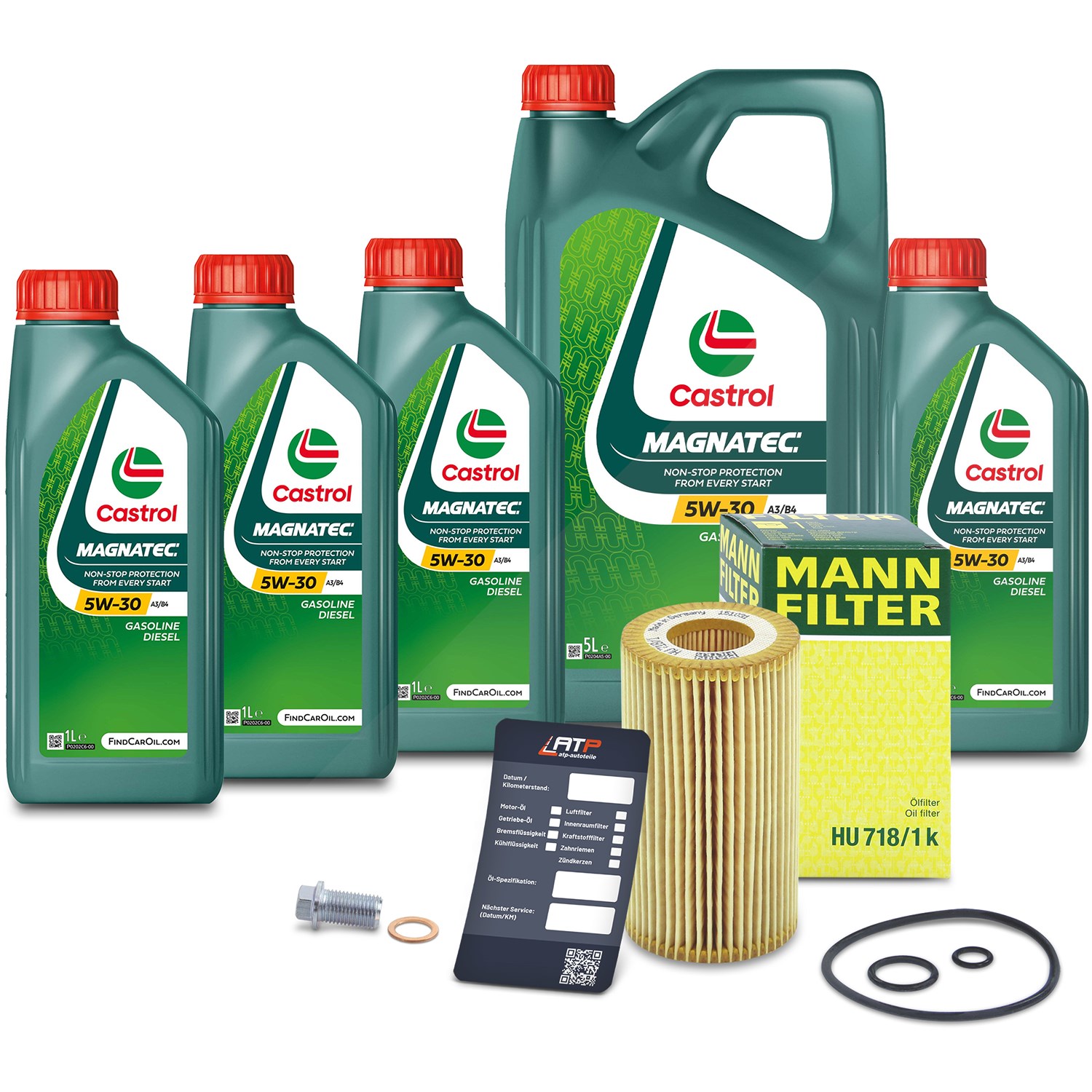 Mann-filter Ölfilter+Schraube+9 L Castrol Magnatec 5W-30 A3/B4 [Hersteller-Nr. 10491795] für Mercedes-Benz