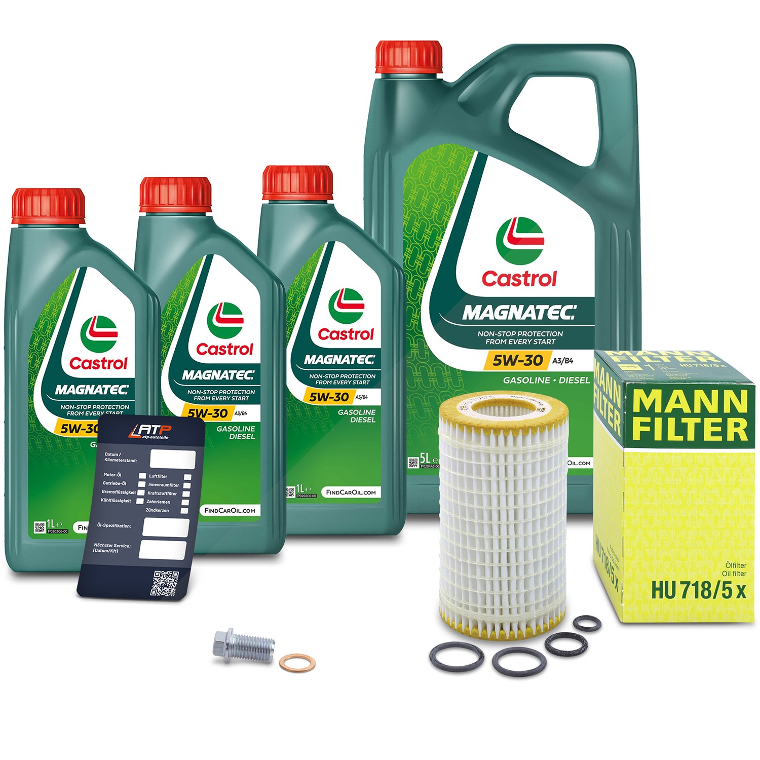 Mann-filter Ölfilter+Schraube+8 L Castrol Magnatec 5W-30 A3/B4 [Hersteller-Nr. 10491803] für Mercedes-Benz