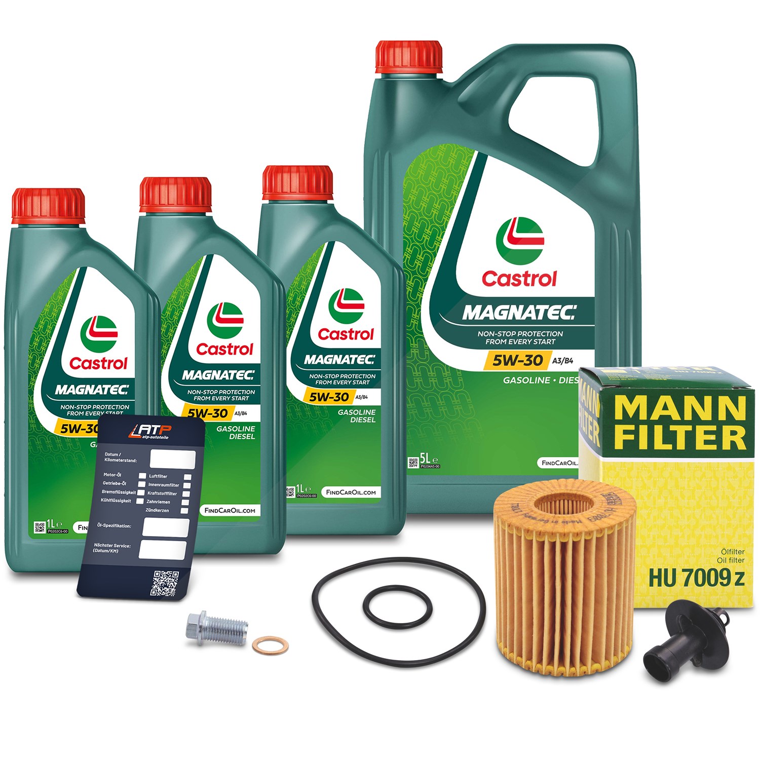 Mann-filter Ölfilter+Schraube+8 L Castrol Magnatec 5W-30 A3/B4 [Hersteller-Nr. 10491806] für Lexus, Toyota