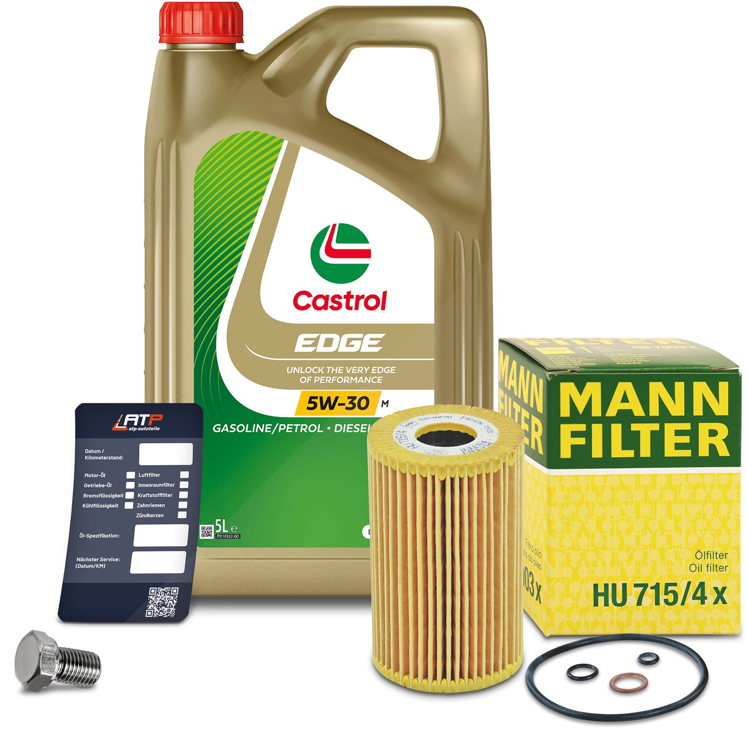 Mann-filter Ölfilter+Schraube+5 L Castrol 5W-30 M [Hersteller-Nr. 10492045] für BMW