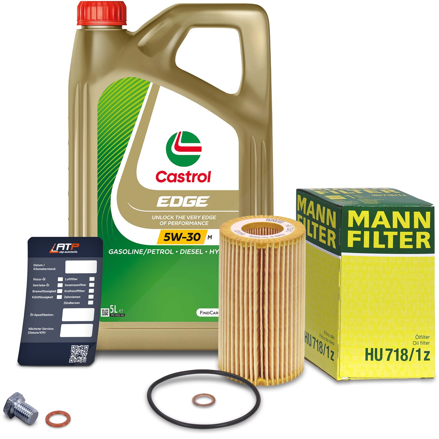 Mann-filter Ölfilter+Schraube+5 L Castrol 5W-30 M [Hersteller-Nr. 10492048] für BMW