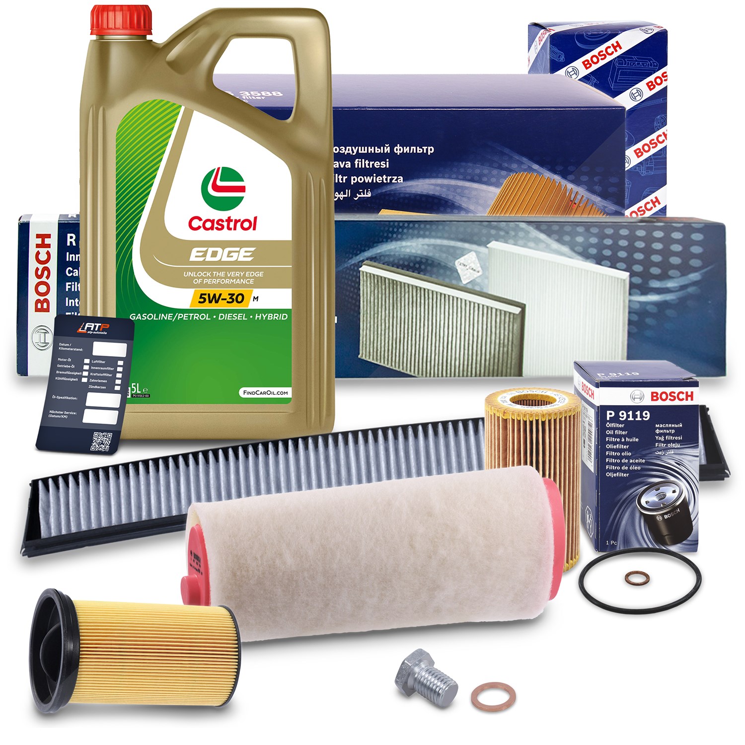 Bosch Inspektionspaket B + 5 L CASTROL 5W-30 M [Hersteller-Nr. 10492144] für BMW