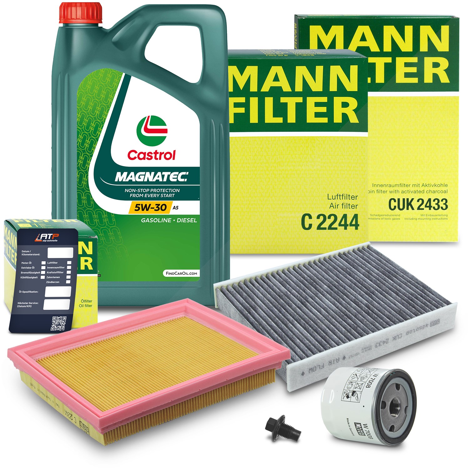 Mann-filter Inspektionspaket A + 5 L CASTROL MAGNATEC 5W-30 A5 [Hersteller-Nr. 10492518] für Ford