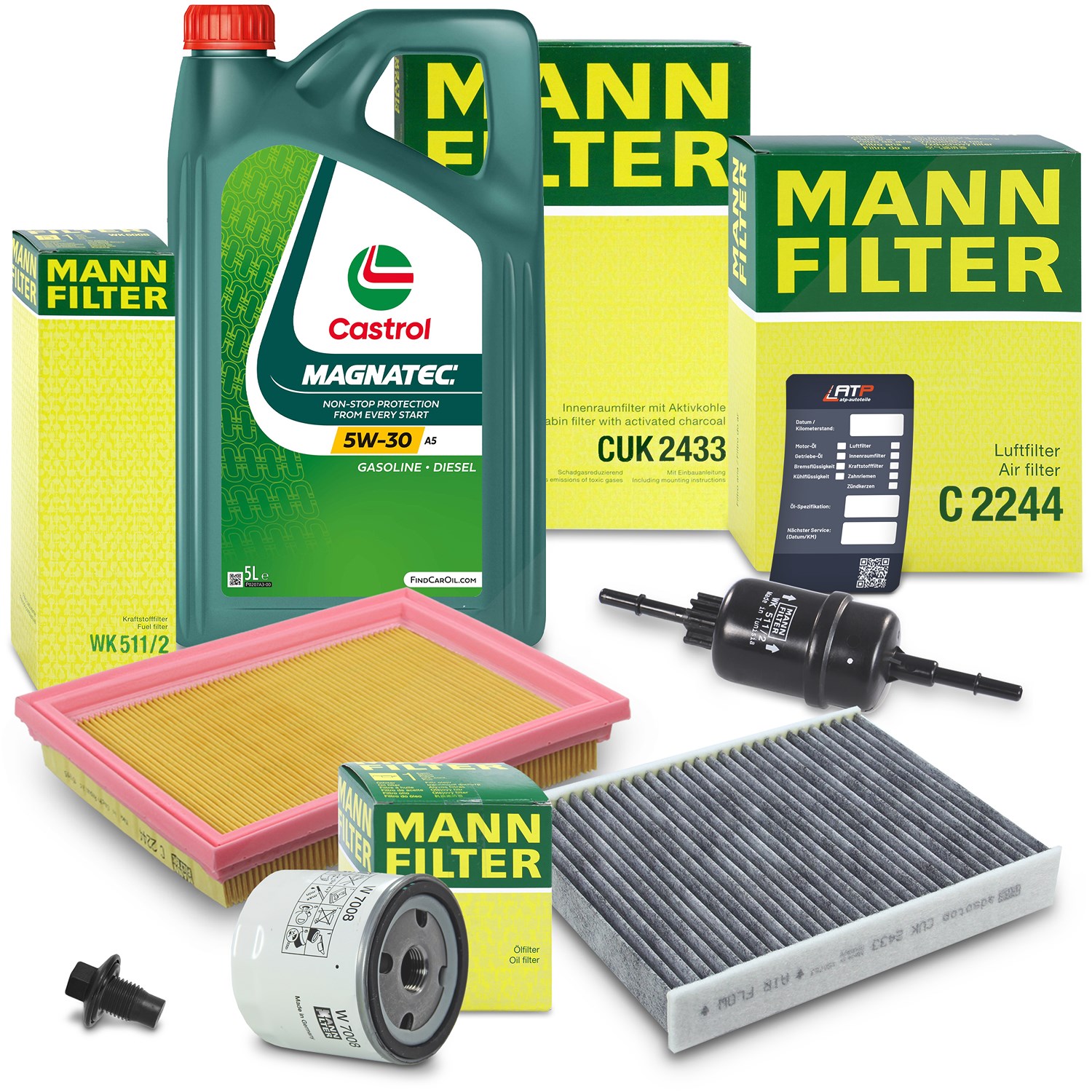 Mann-filter Inspektionspaket B+5L CASTROL MAGNATEC 5W-30 A5 [Hersteller-Nr. 10492519] für Ford