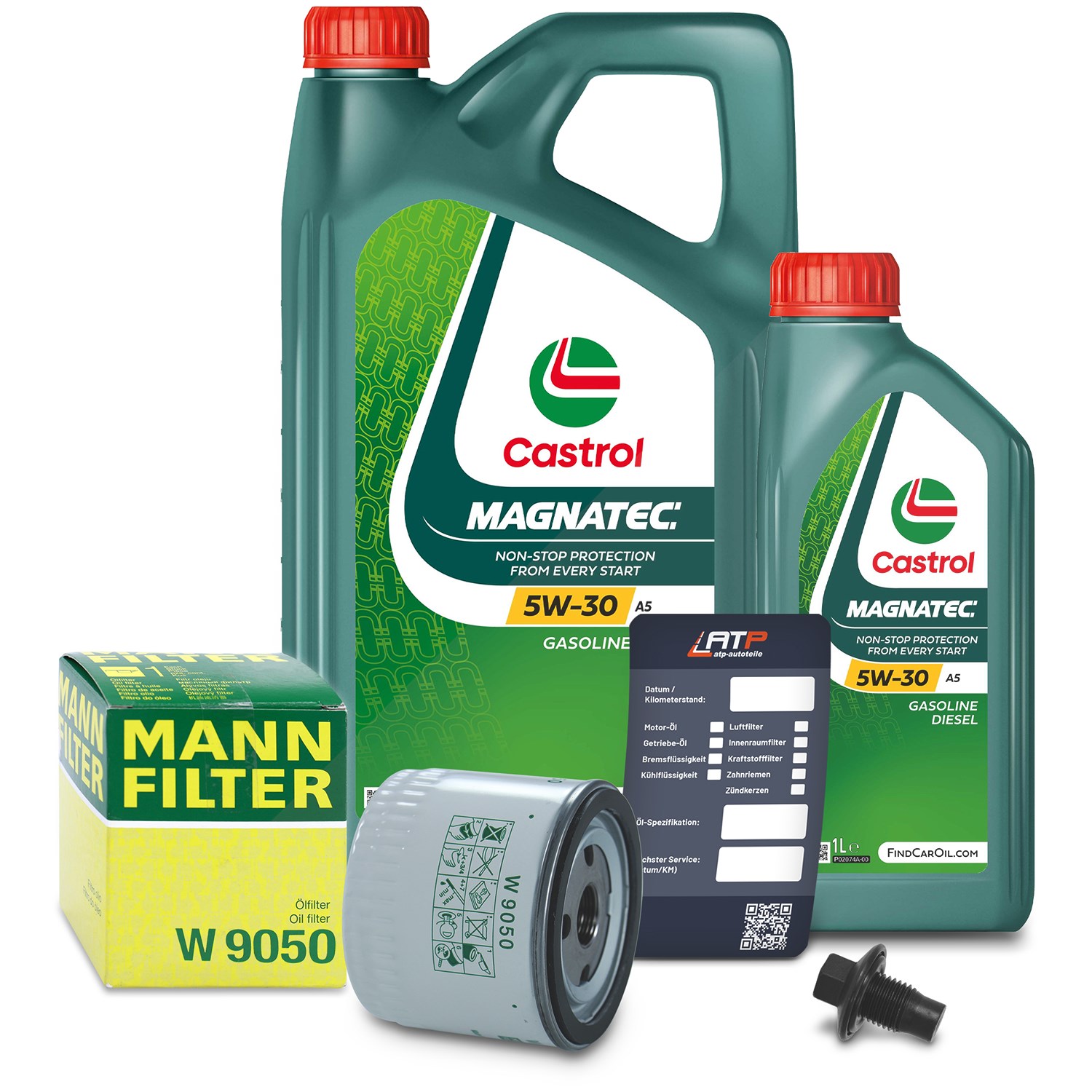 Mann-filter Ölfilter+Schraube+6 L Castrol Magnatec 5W-30 A5 [Hersteller-Nr. 10491853] für Ford