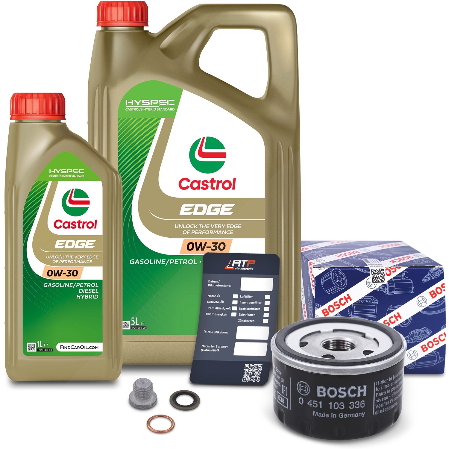 Bosch Ölfilter+Schraube+6 L Castrol 0W-30 [Hersteller-Nr. 10490828] für Renault, Opel, Nissan