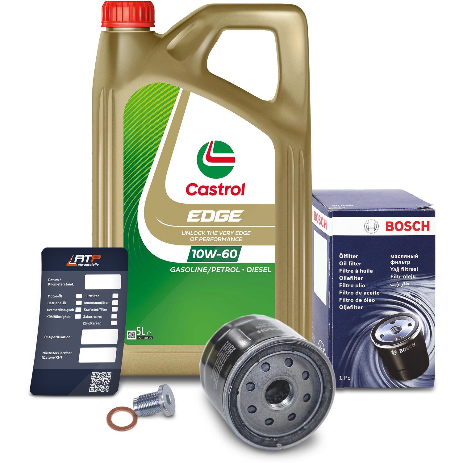 Bosch Ölfilter+Schraube+5 L Castrol SUPERCAR 10W-60 [Hersteller-Nr. 10492245] für Alfa Romeo
