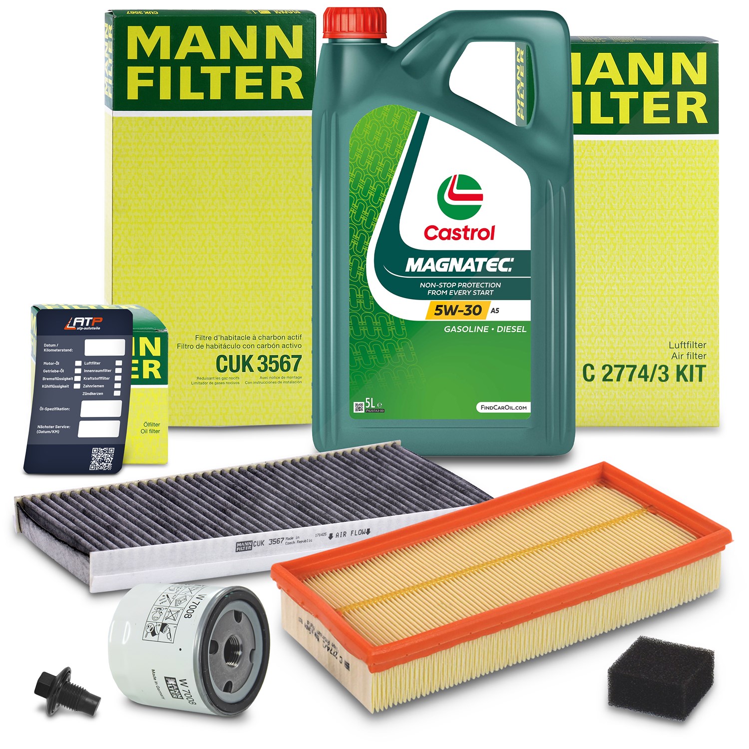 Mann-filter Inspektionspaket A+5L CASTROL MAGNATEC 5W-30 A5 [Hersteller-Nr. 10492872]