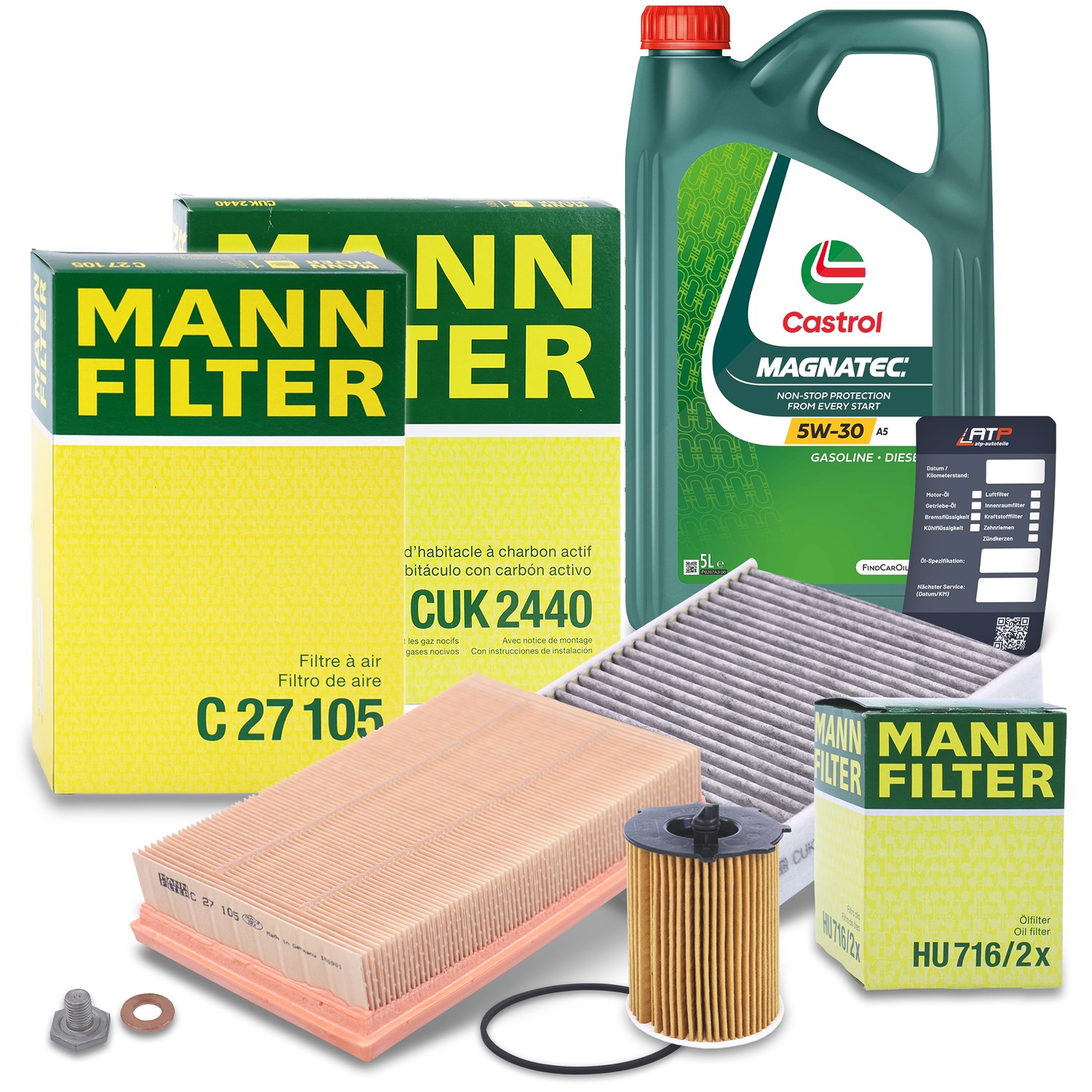 Mann-filter Inspektionspaket A + 5 L CASTROL MAGNATEC 5W-30 A5 [Hersteller-Nr. 10493191] für Ford, Volvo