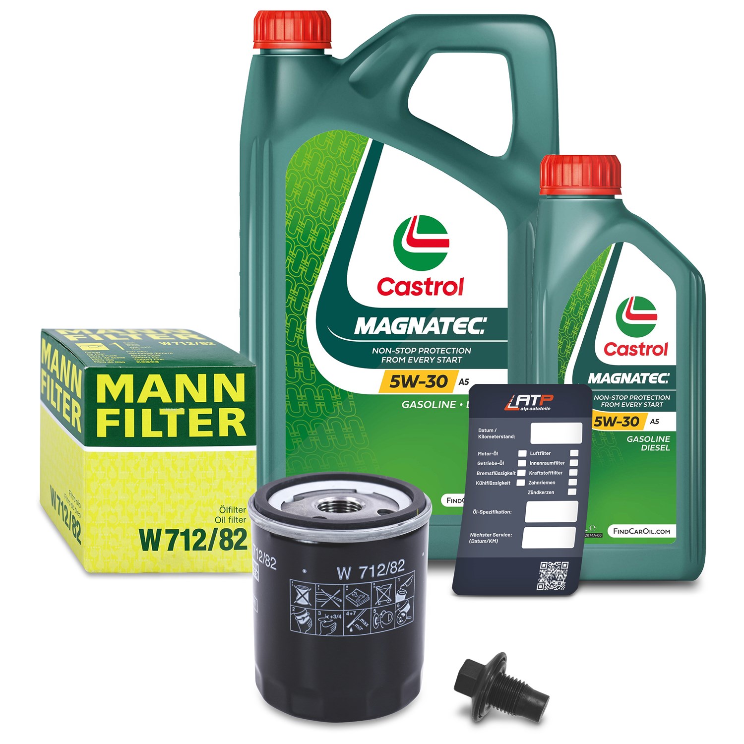 Mann-filter Ölfilter+Schraube+6 L Castrol Magnatec 5W-30 A5 [Hersteller-Nr. 10493298] für Ford