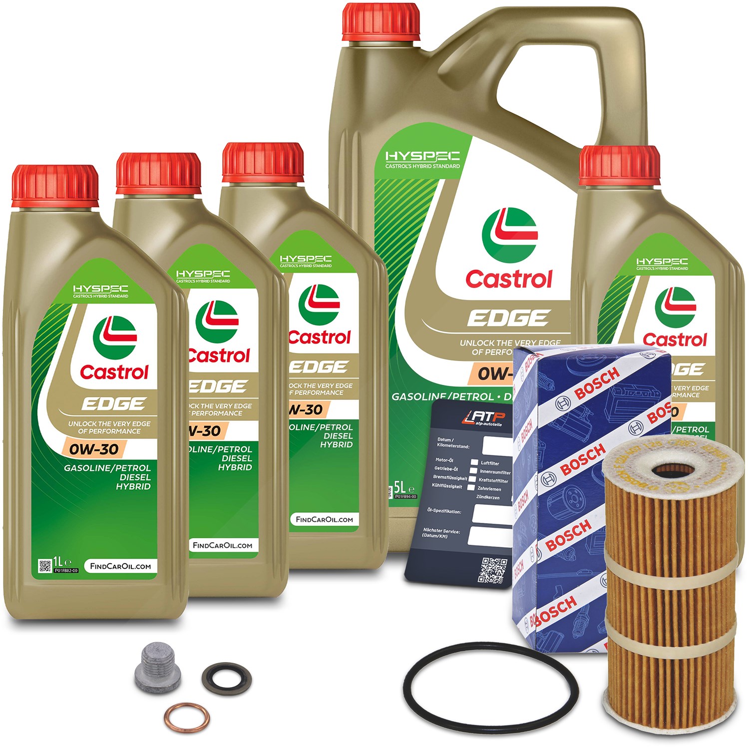 Bosch Ölfilter+Schraube+9 L Castrol 0W-30 [Hersteller-Nr. 10490906] für Renault, Nissan, Opel