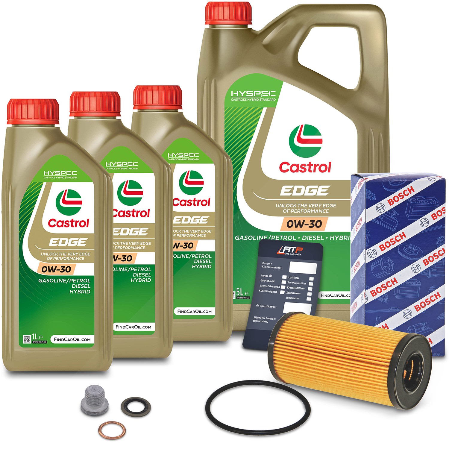 Bosch Ölfilter+Schraube+8 L Castrol 0W-30 [Hersteller-Nr. 10490932] für Opel, Renault, Nissan