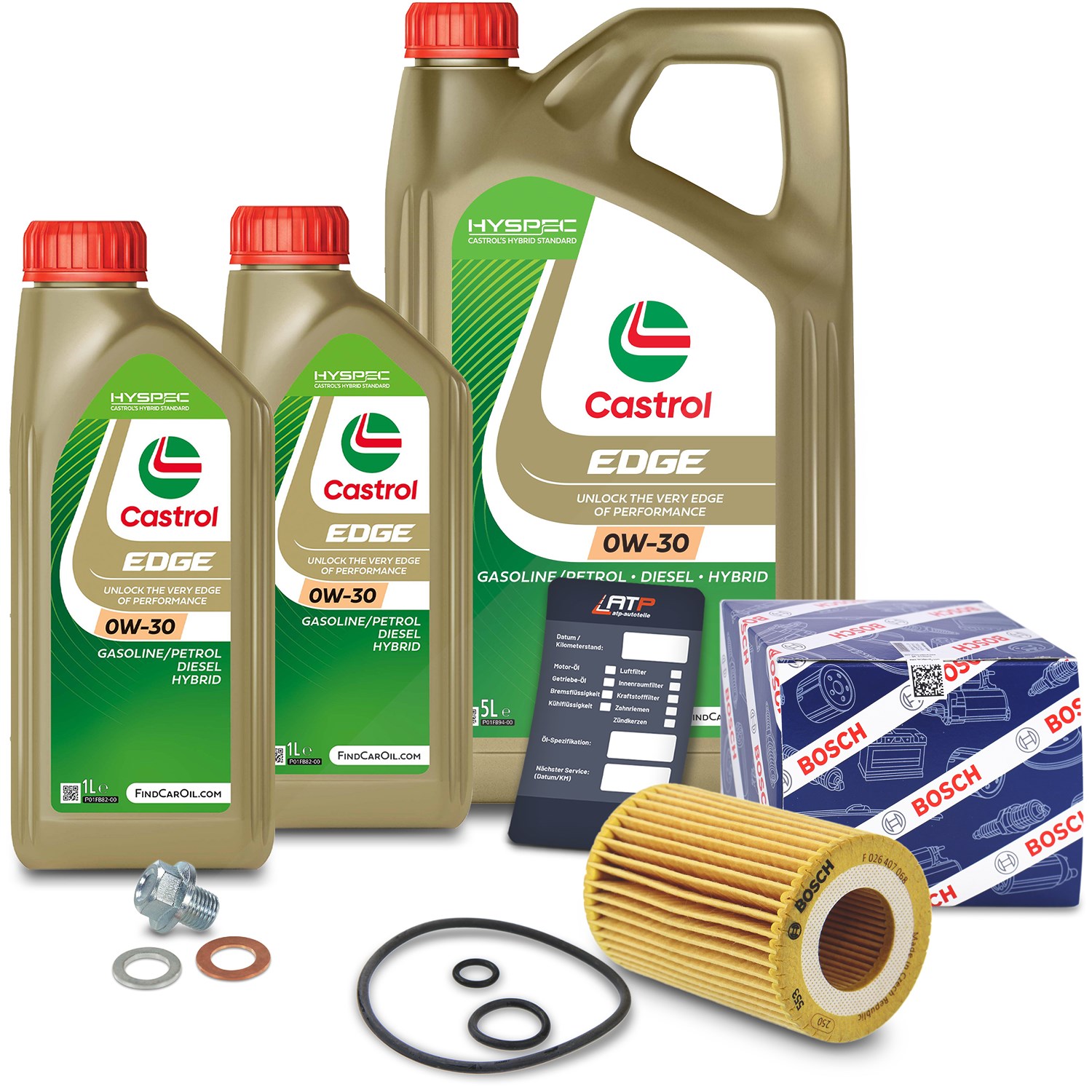 Bosch Ölfilter+Schraube+7 L Castrol 0W-30 [Hersteller-Nr. 10491130] für Honda