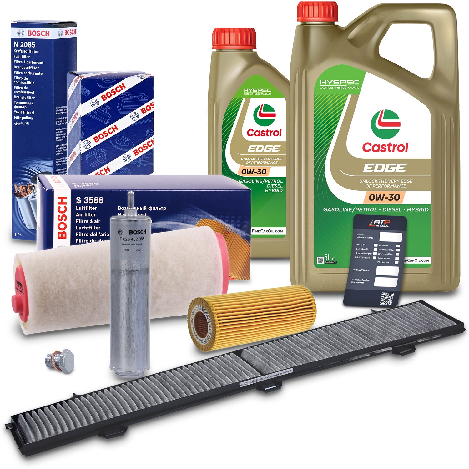 Bosch Inspektionspaket B + 6 L CASTROL 0W-30 [Hersteller-Nr. 10491719] für BMW