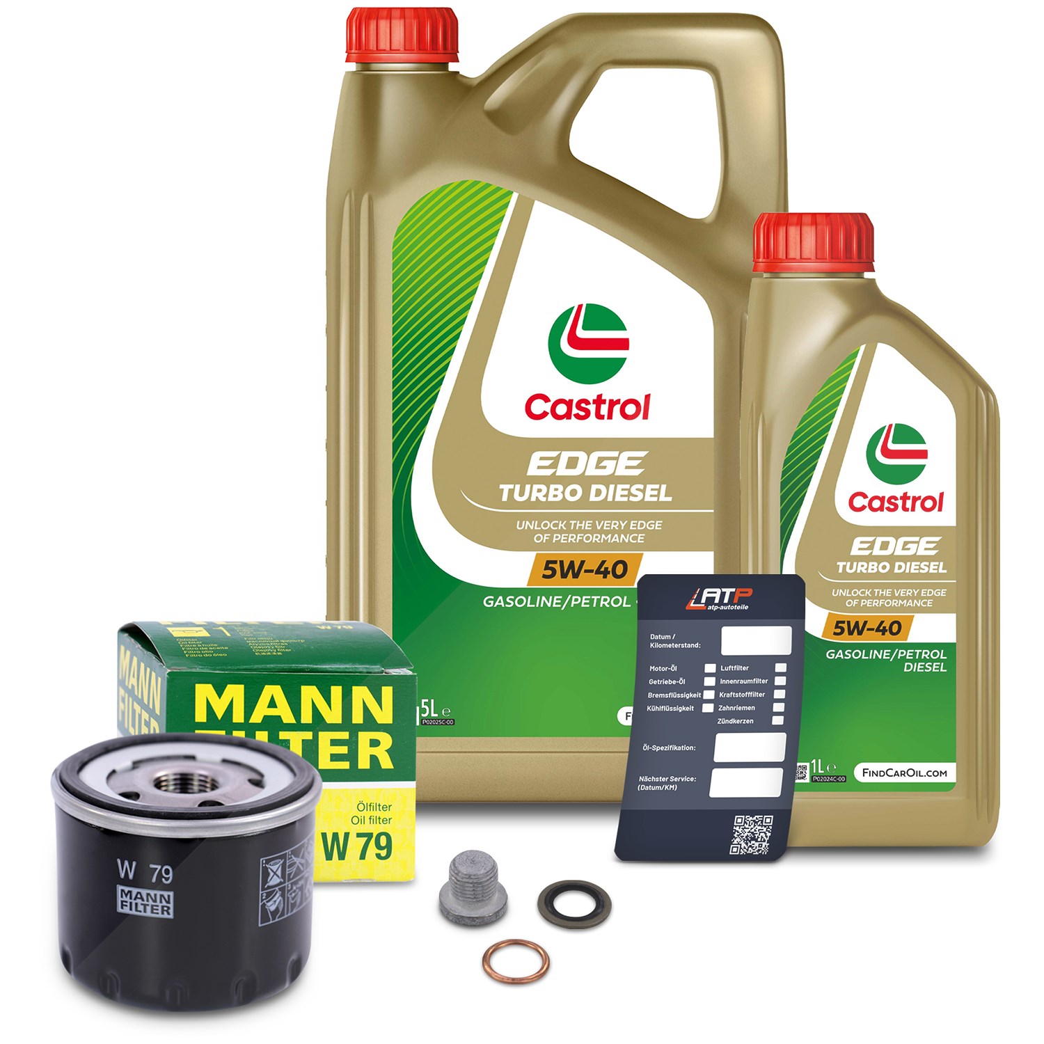 Mann-filter Ölfilter+Schraube+6 L Castrol TD 5W-40 [Hersteller-Nr. 10491377] für Opel