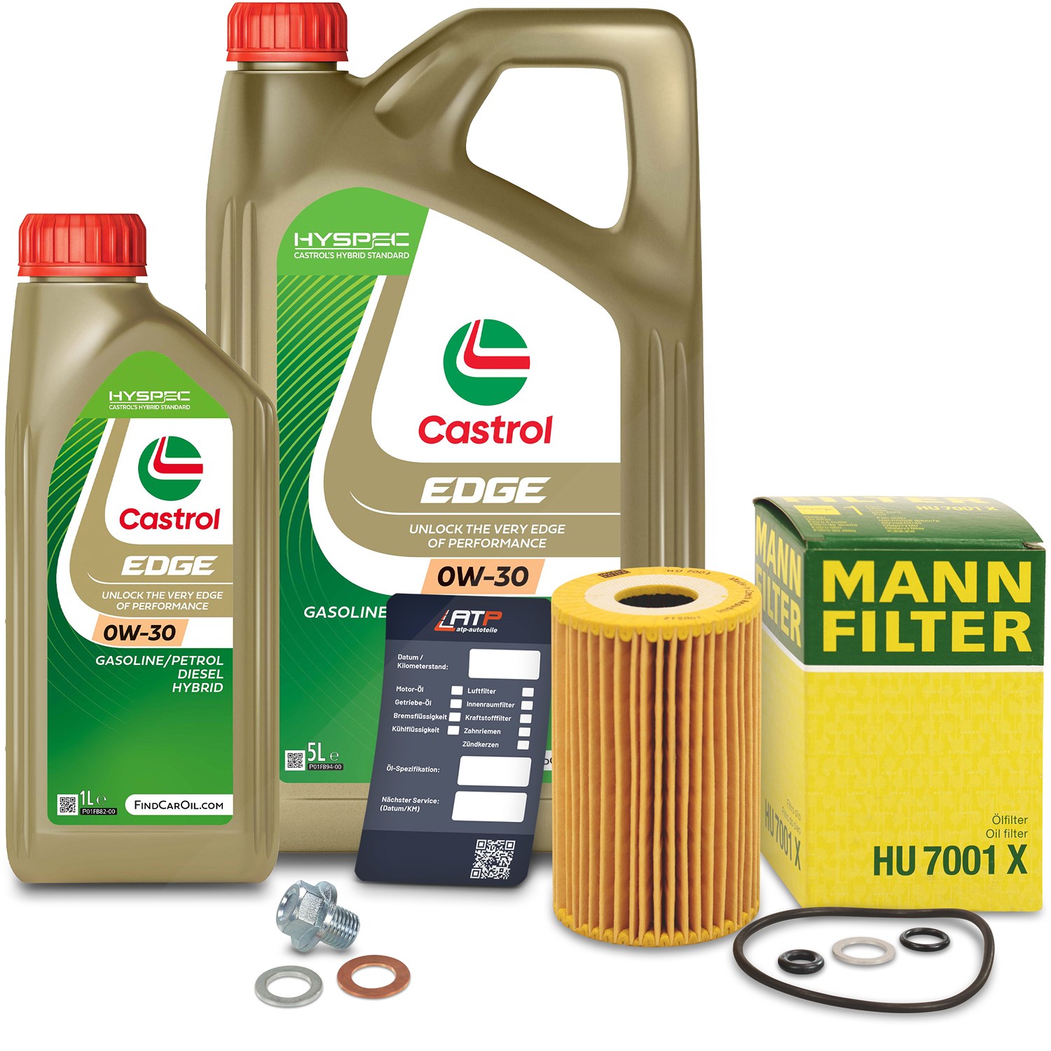 Mann-filter Ölfilter+Schraube+6 L Castrol 0W-30 [Hersteller-Nr. 10490936] für Kia, Hyundai