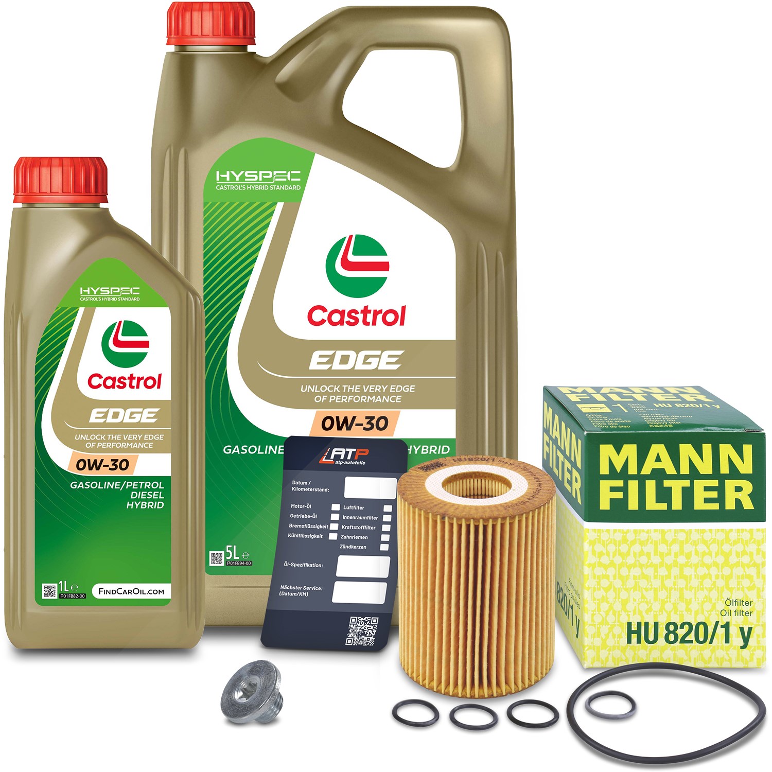 Mann-filter Ölfilter+Schraube+6 L Castrol 0W-30 [Hersteller-Nr. 10491645] für Opel
